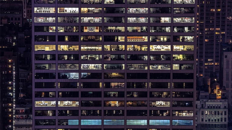 commercial building at night