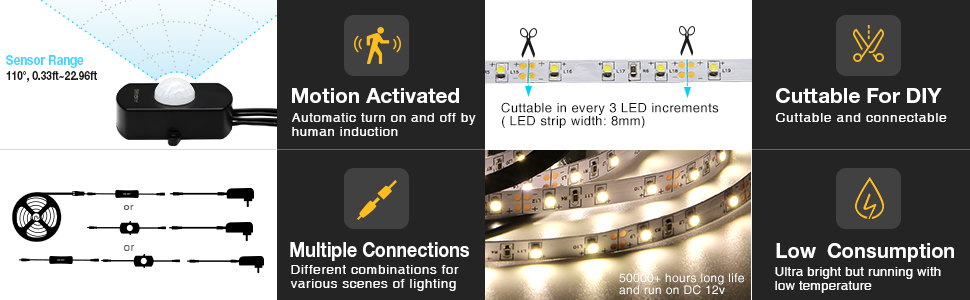 How to connect LED light strip with sensor